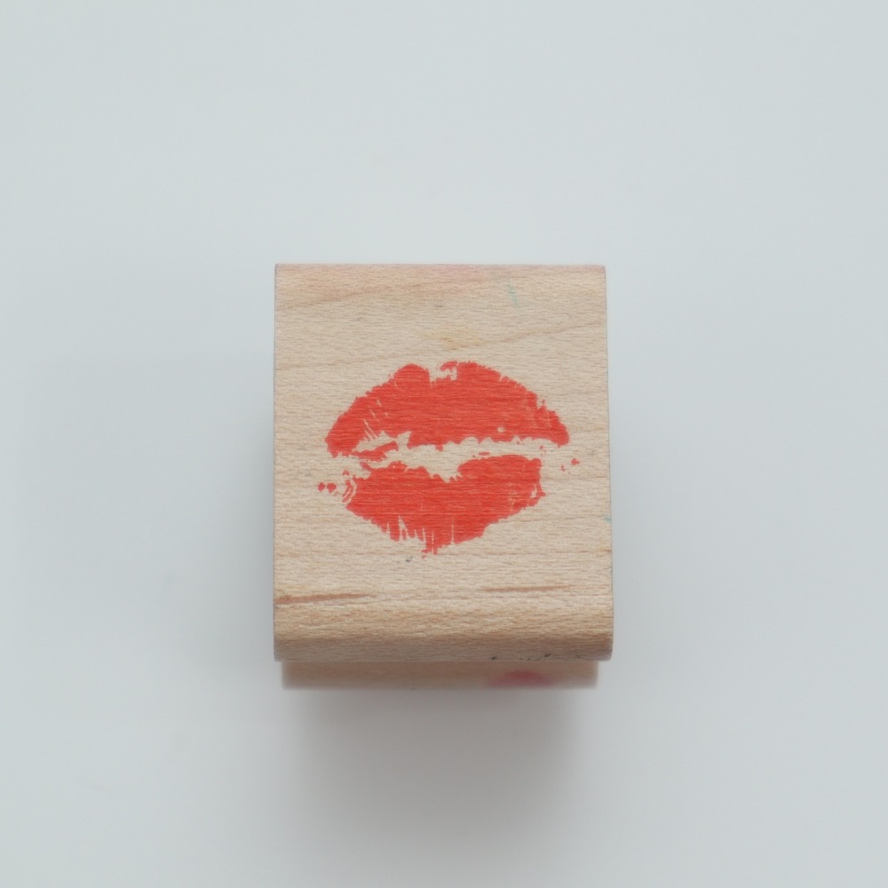 Vintage 1991 All Night Media Tiny Kiss Rubber Stamp 381A Wood Block Lip Print